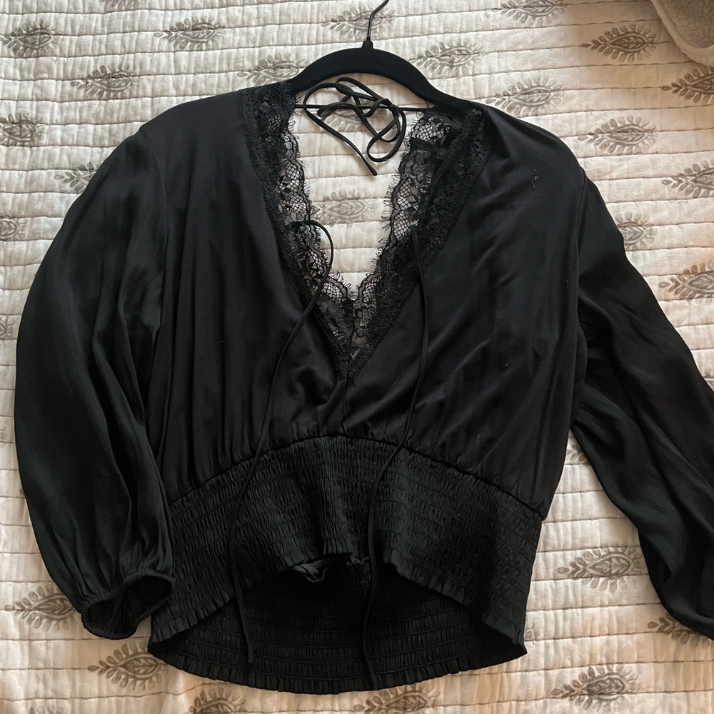 Dolan Left Coast Lace Deep V Blouse